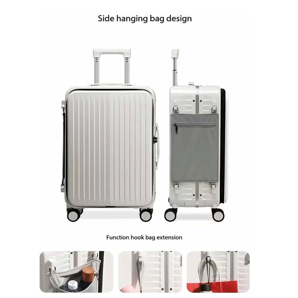 Wheeled Carry-On Suitcase with Detachable Side Bag