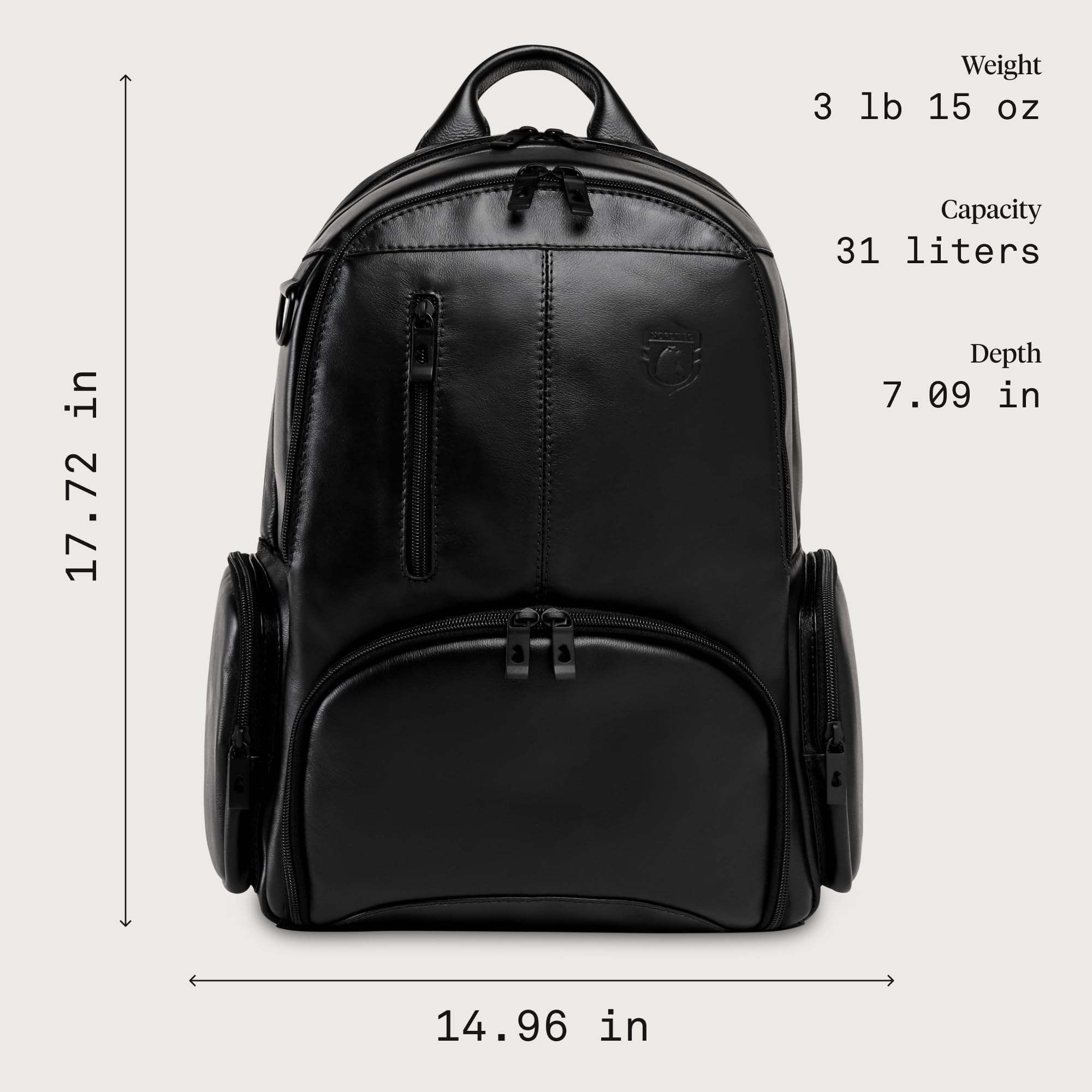 Full-Grain Leather Laptop Backpack