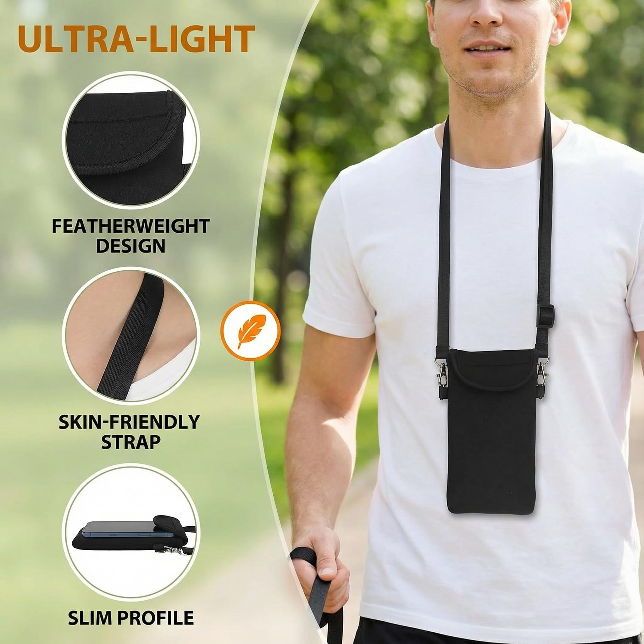 Neoprene Phone Pouch with Neck Strap