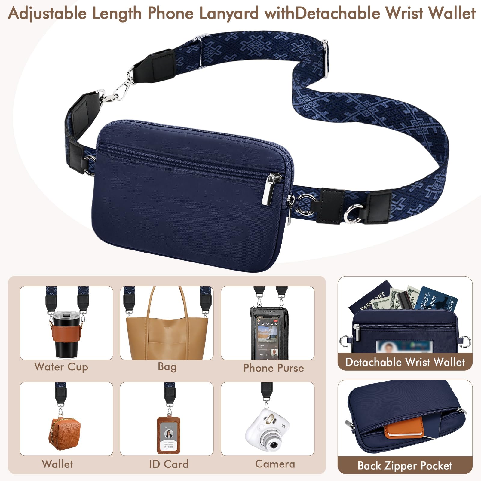 Phone Strap Wallet with RFID Card Holder