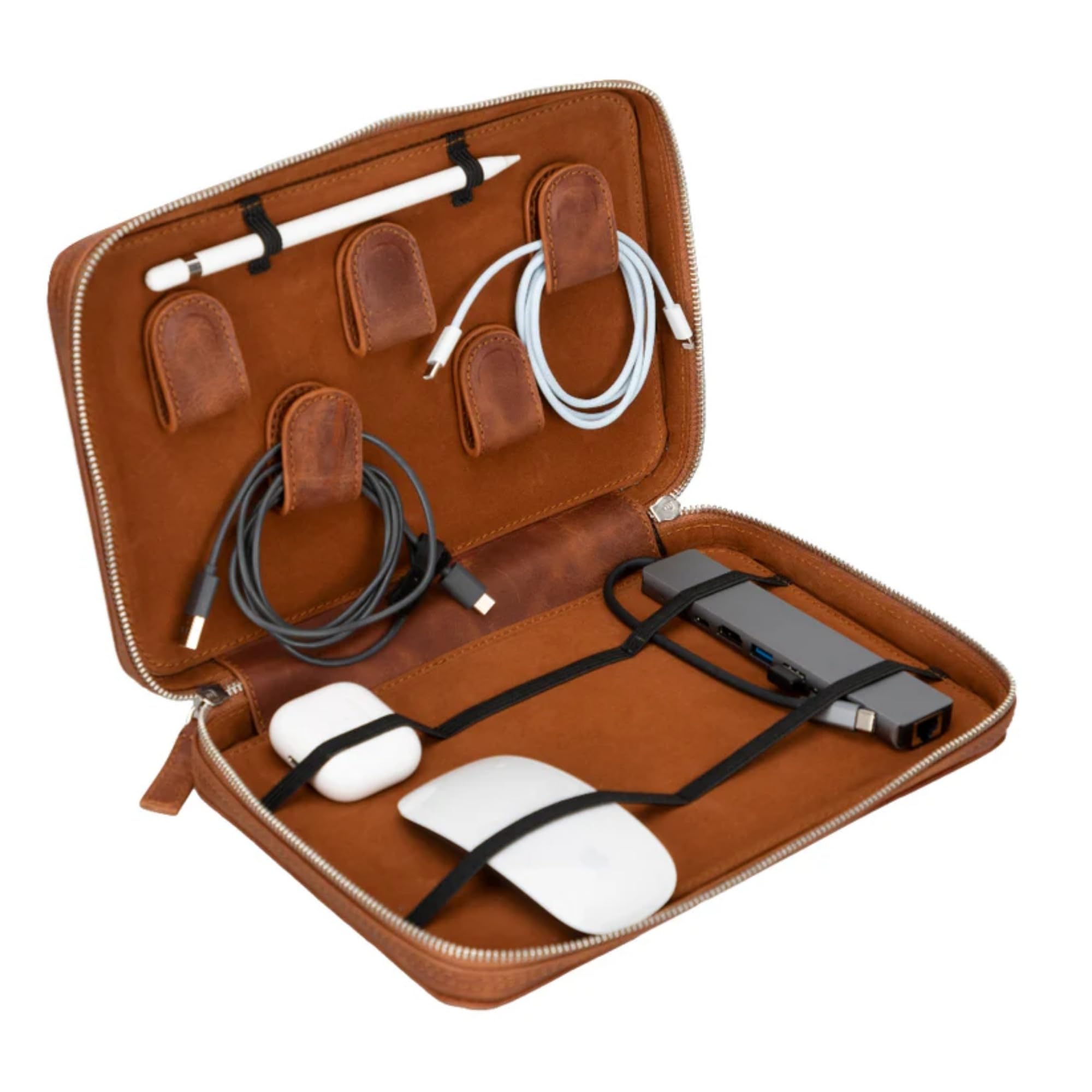 Full-Grain Leather Cable Organizer