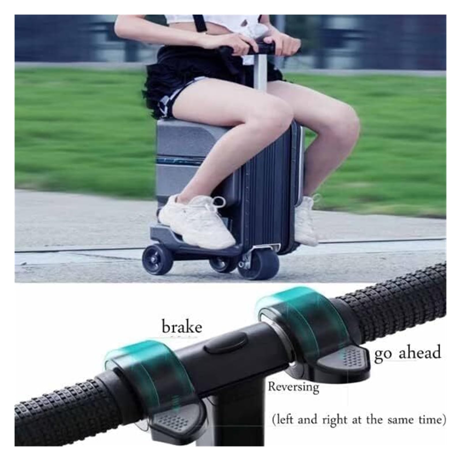 Smart Rideable Electric Suitcase with USB & LED