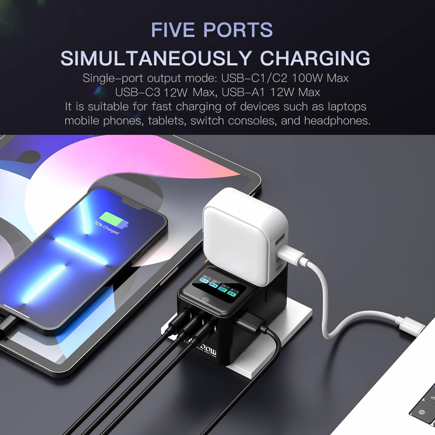 200W GaN Universal Travel Adapter