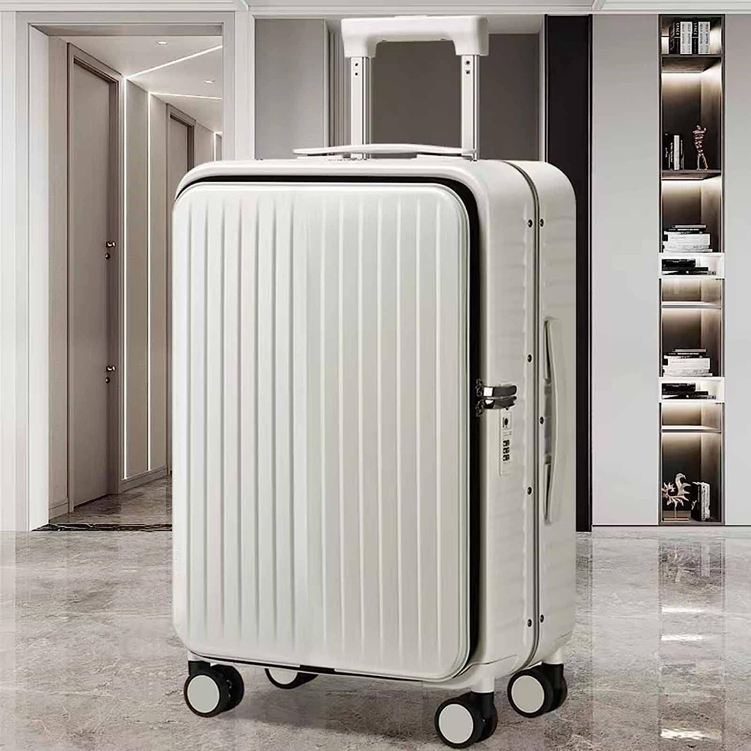 Wheeled Carry-On Suitcase with Detachable Side Bag