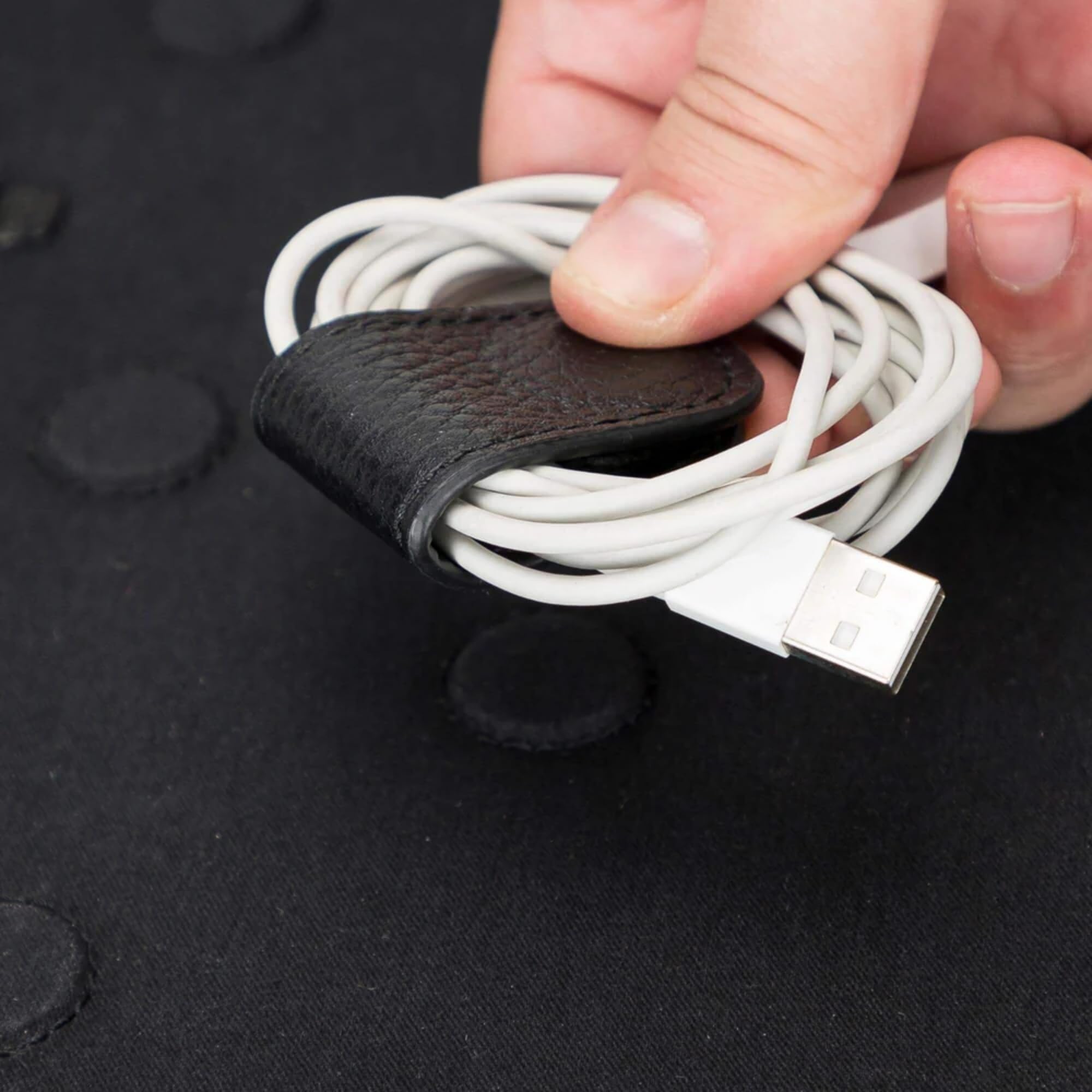 Full-Grain Leather Cable Organizer