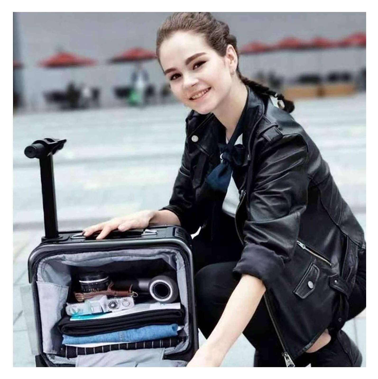 Smart Rideable Electric Suitcase with USB & LED