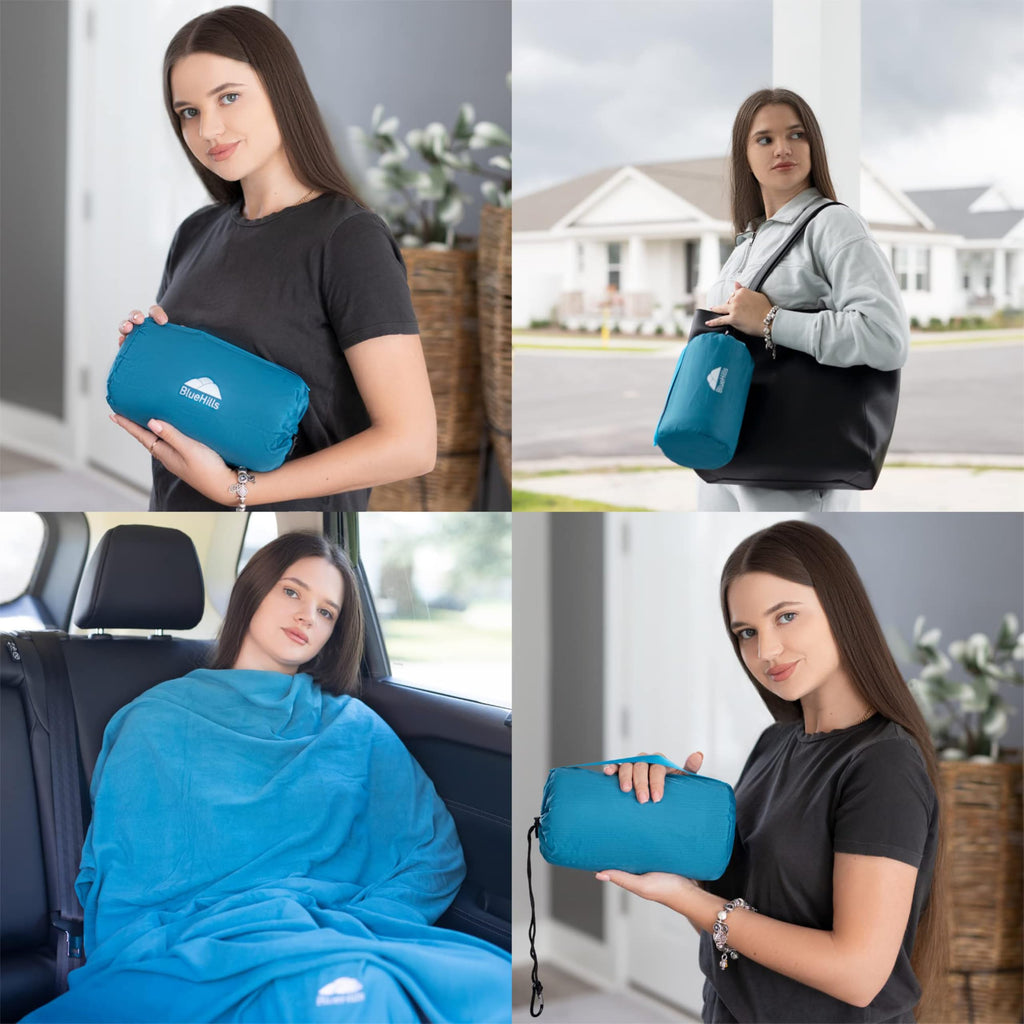 BlueHills Ultra Compact Travel Blanket Pillows for Airplane
