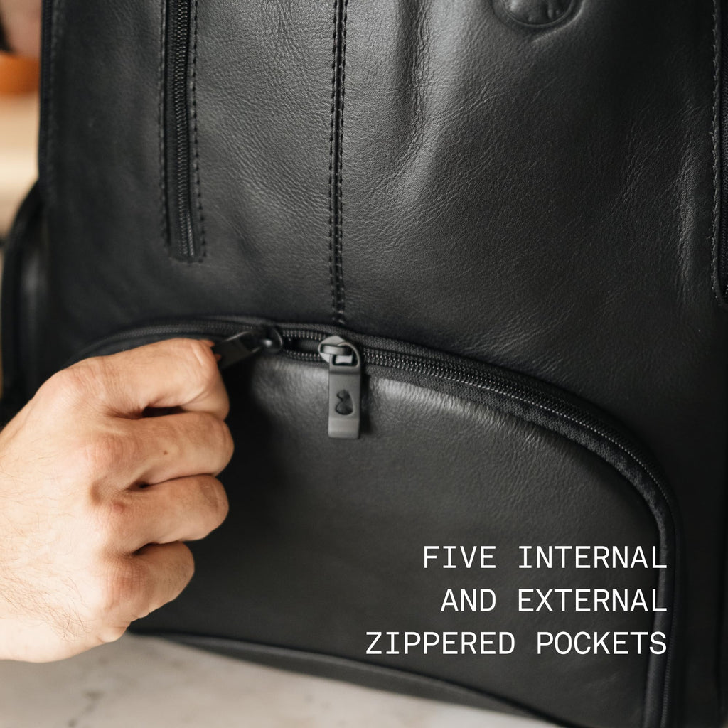 Full-Grain Leather Laptop Backpack