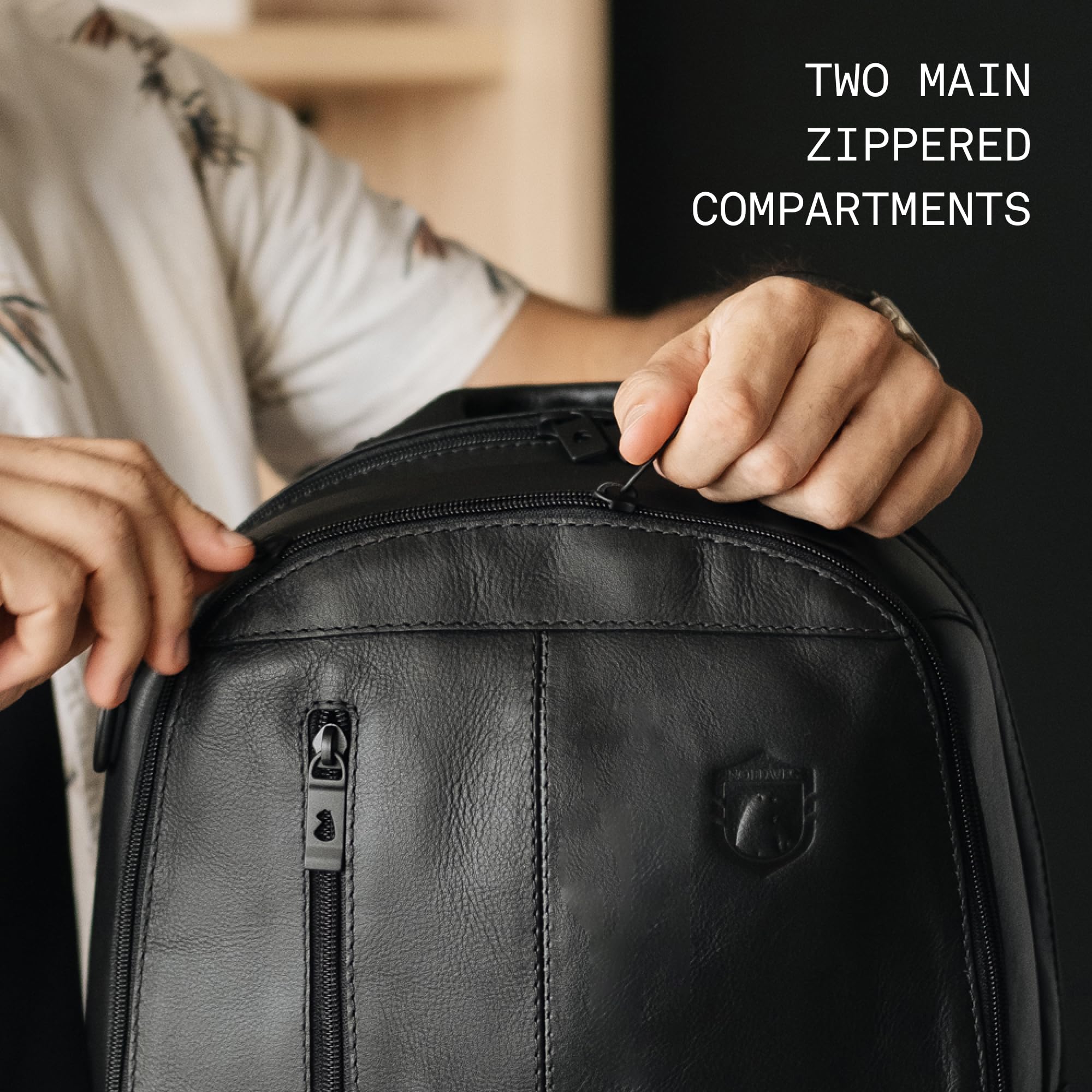 Full-Grain Leather Laptop Backpack