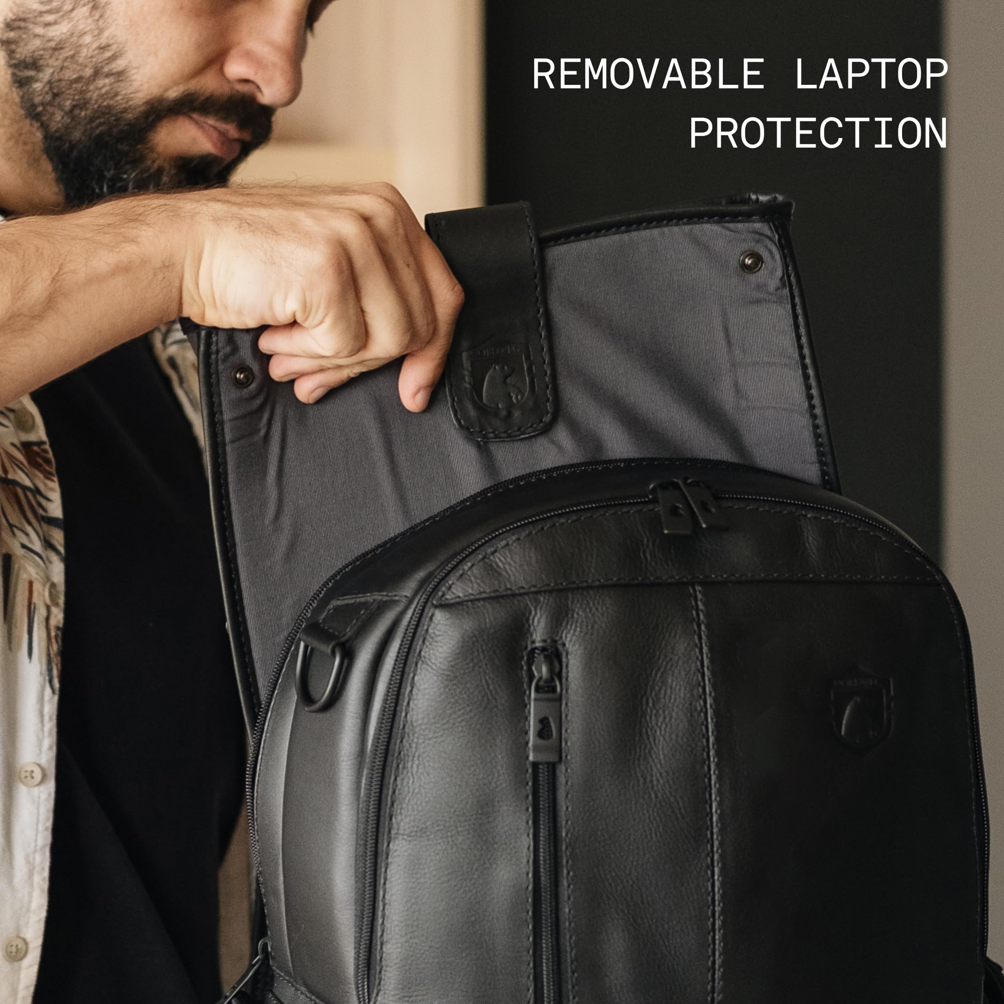 Full-Grain Leather Laptop Backpack
