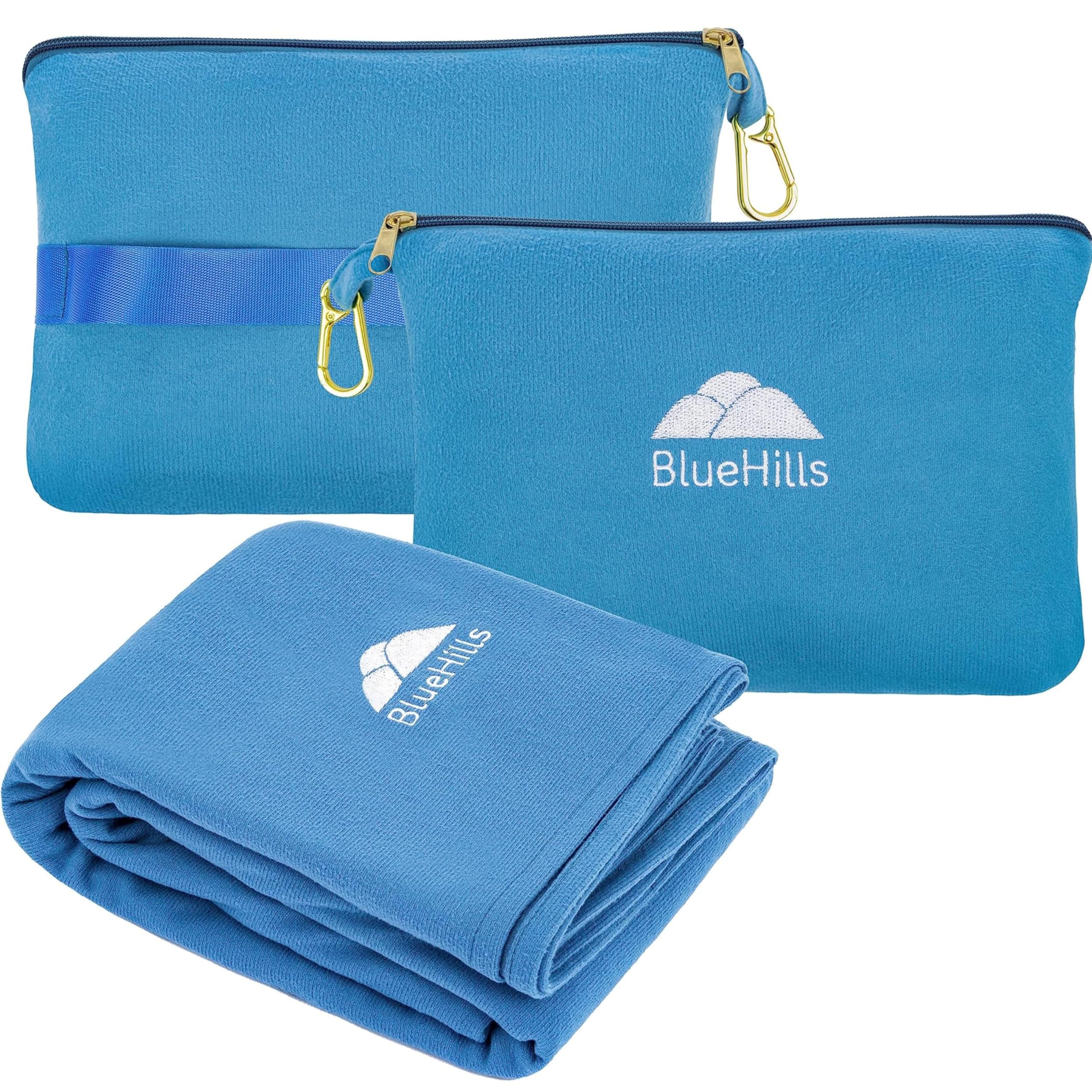 BlueHills Ultra Compact Travel Blanket Pillows for Airplane