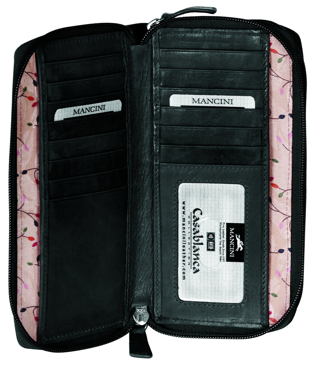 Mancini Leather Goods Casablanca Collection: Ladies’ RFID Double Zipper Clutch