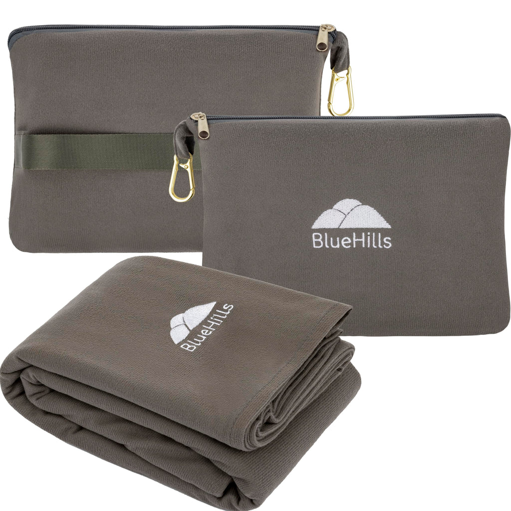 BlueHills Ultra Compact Travel Blanket Pillows for Airplane