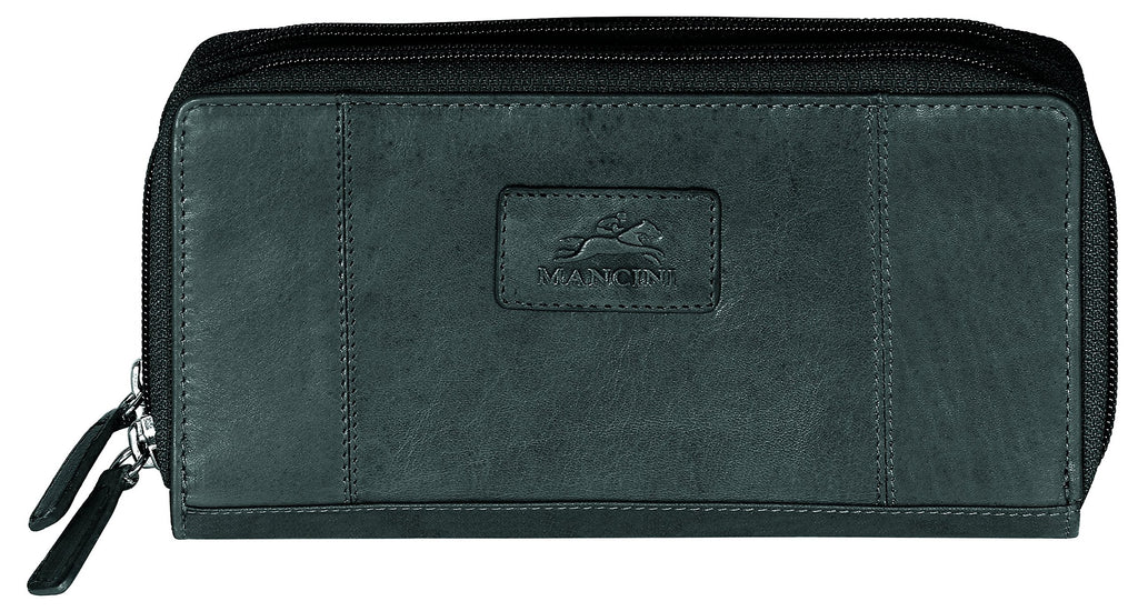 Mancini Leather Goods Casablanca Collection: Ladies’ RFID Double Zipper Clutch