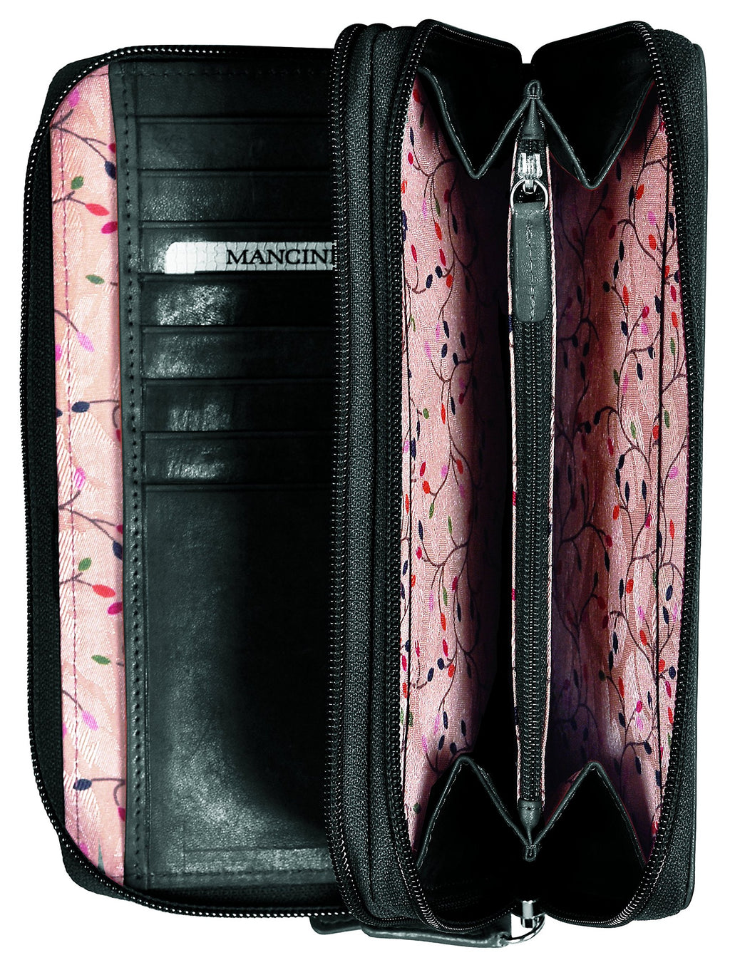 Mancini Leather Goods Casablanca Collection: Ladies’ RFID Double Zipper Clutch