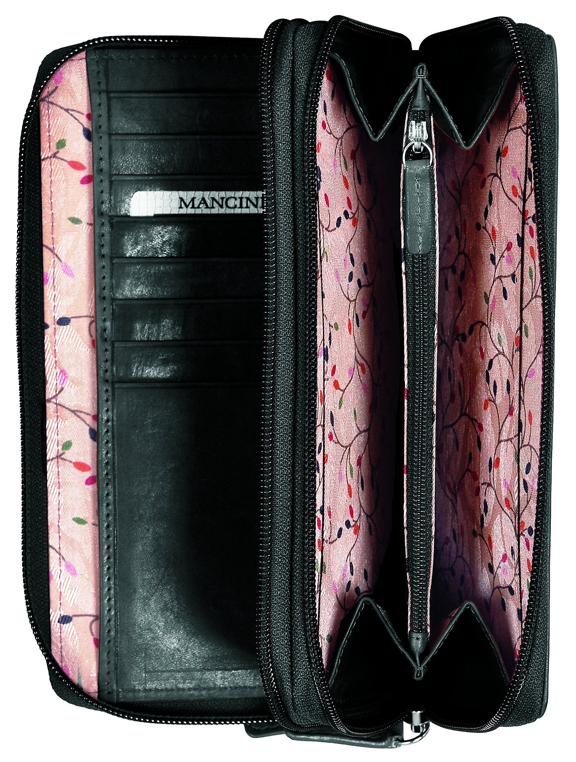 Mancini Leather Goods Casablanca Collection: Ladies’ RFID Double Zipper Clutch